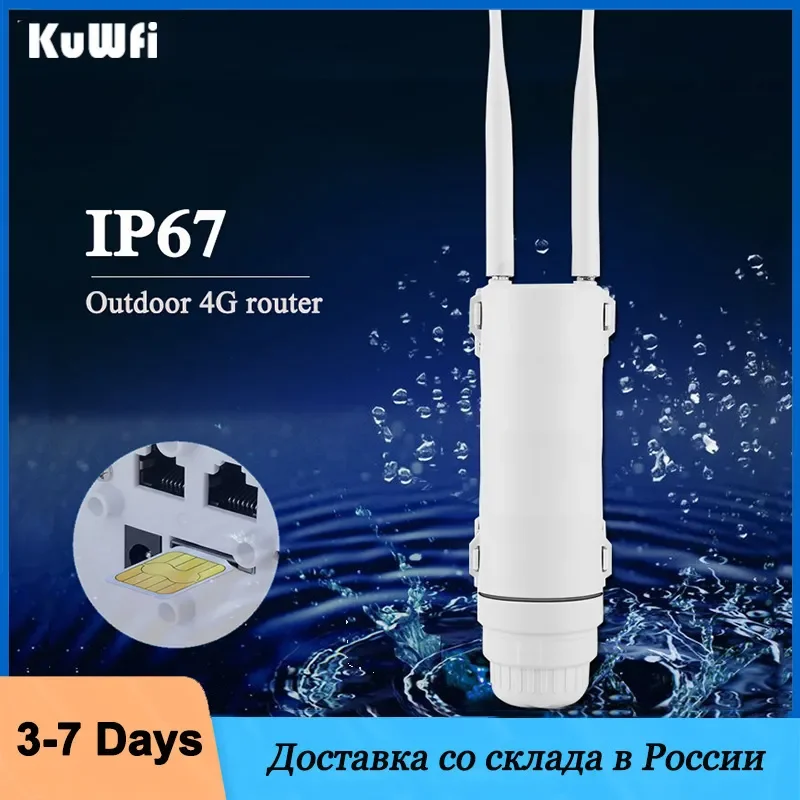 KuWFi Outdoor 4G WIFI Router CAT4 300Mbps Wireless AP WIFI Extender Long Range IP67 Wasserdicht WIFI Repeater mit SIM Karte Image