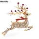 Wuli & babyRunning Chritmas Deer Brosche Multicolor Simulierte-perle Schmuck Zubehör 2021 Neue Jahr