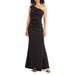 Off The Shoulder Fit & Flare Gown - Black - Eliza J Dresses