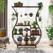 6-Tier Plant Stand with 10 Hanging Hooks, 70.9 Inch Tall Plant Shelf, Vase Shape Ladder Plant Stand
