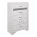 Ani 35 Inch Modern Tall 5 Drawer Chest with 1 Hidden Jewelry Drawer, White