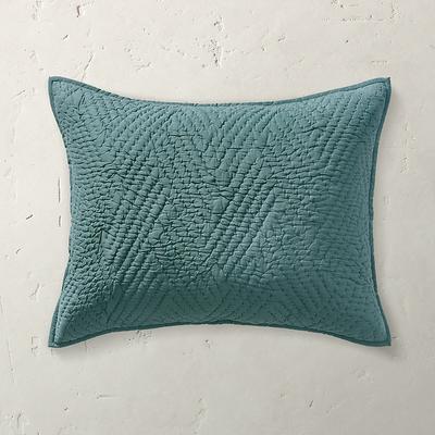 Bliss Cotton Hand Stitched Sham - King, Emerald - Grandin Road