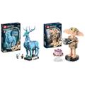 LEGO 76414 Harry Potter Expecto Patronum, 2 in 1 Hirsch und Wolf Figur & 76421 Harry Potter Dobby der Hauself Set, bewegliche ikonische Figur