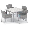 Oxford Garden Travira & Argento 5 Piece Outdoor Dining Set w/ Cushion Stone/Concrete in White | Wayfair 5613