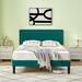 Wade Logan® Auxter Bed Frame w/ Height Adjustable Upholstered Headboard Metal in Green | 47.7 H x 81.3 D in | Wayfair