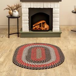 White 36 x 24 x 0.3 in Area Rug - Super Area Rugs Farmhouse Braided Cotton Black/Red Area Rug Cotton | 36 H x 24 W x 0.3 D in | Wayfair