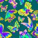 Rosalind Wheeler Delbosque Vector Pattern w/ Decorative Butterflies On Canvas by Galina Kamenskaya Graphic Art Canvas in Green | Wayfair