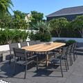 Lark Manor™ Anautica Outdoor Patio 11pc FSC Solid Teak Wood & Aluminum Dining Set Metal in Brown | 87 W x 47 D in | Wayfair