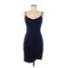 Zalalus Casual Dress - Sheath V Neck Sleeveless: Blue Print Dresses - Women's Size Medium
