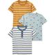 Simple Joys by Carter's Baby-Jungen 3-Pack Short-Sleeve Tee Kleinkind T-Shirt Set, Gobelin Blau Streifen/Gold Streifen/Staubblau, 3 Jahre (3er Pack)