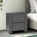 Acy 28 Inch 2 Drawer Nightstand, 2 USB Ports, Fingertip Handles, Dark Gray