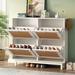 Rattan Shoe Cabinet with 4 Flip Drawers,2-Tier Free Standing Shoe Rack - 2-Tier