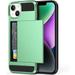 Case for iPhone 14 Plus Case with Card Holder Shockproof Heavy Duty Wallet Case [Credit Card Slot][Slide Cover] Anti-Scratch Shell Dual Layer Armor Hard Bumper Protective Phone Case 6.7 Mint