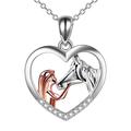 KIHOUT Clearance Heart Necklace For Girls Sterling Silver Horse Jewellery Horse Gifts For Women Necklace Mother s Day Gift