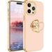 iPhone 14 Pro Max Case iPhone 14 Pro Max Case with Ring Stand 360Â°Rotatable Ring Holder Magnetic Kickstand Shiny Plating Gold Slim Soft TPU Shockproof Protective Case for Women Men Rose Gold