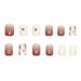 Short Glue on Nails Kit Sweet Gradient Tulip Flower Full Cover Stick on Nails for Finger Decoration Home Nail DIY Jelly Glue Model