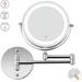 Wall Mounted Makeup Mirror - LED Lighted 10x Magnification Two-Sided Round Swivel Extendable Bathroom Make up Shaving Mirror