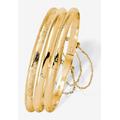 Women's 18K Gold-Plated Sterling Silver 3-Piece Set Of Etched And Polished Bangle Bracelets by PalmBeach Jewelry in Gold