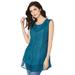Plus Size Women's Embroidered Acid Wash Tank by Roaman's in Deep Teal (Size 44 W)