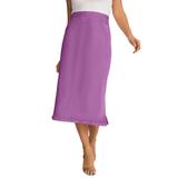 Plus Size Women's Comfort Waist Stretch Denim Midi Skirt by Jessica London in Soft Plum (Size 14) Elastic Waist Stretch Denim