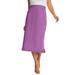 Plus Size Women's Comfort Waist Stretch Denim Midi Skirt by Jessica London in Soft Plum (Size 18) Elastic Waist Stretch Denim
