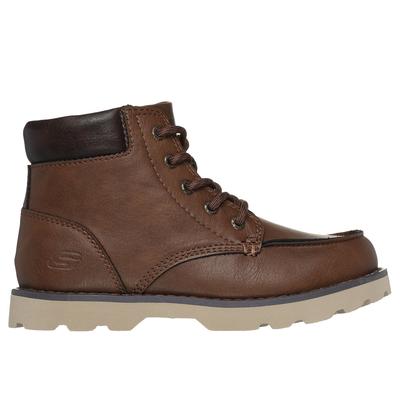 Skechers Boy's Bowland - Truxer Boots | Size 1.0 | Chocolate | Synthetic/Metal