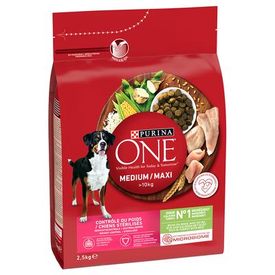 2,5kg PURINA ONE Medium/Maxi Weight Control Sterilised Truthahn Hundefutter trocken