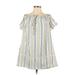 JOA Casual Dress - A-Line Boatneck Short sleeves: Tan Print Dresses - Women's Size X-Small