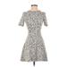 Topshop Casual Dress - A-Line Crew Neck Short sleeves: Tan Dresses - Women's Size 4