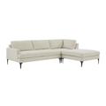 Serena Cream Velvet RAF Chaise Sectional with Black Legs - REN-L05110-BLK-SEC4R