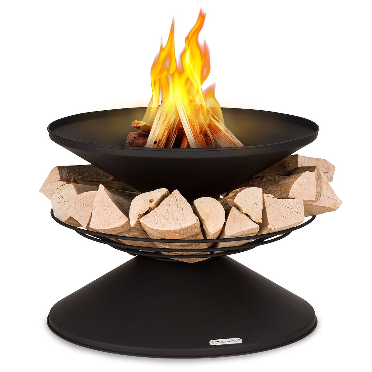 Blumfeldt Aguilera Feuerschale mit Grill Ø 65 cm Holzlager Stahl Schwarz Image