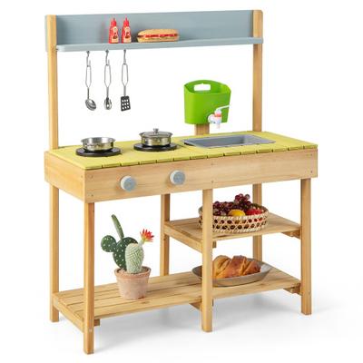 Costway Backyard Pretend Play Toy Kitchen with Sto...
