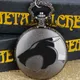 Black Wolf Figure Quartz Pocket Watch Anime Cool Style Black Red Dial Boy Gift Necklace Pendant