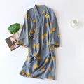 Japanese kimono dressing gown spring and autumn ladies cotton crepe cloth thin summer bathrobe home