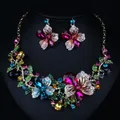 Zlxgirl jewelry Classice Fashion women's wedding jewelry sets colorful Enamel flower necklace with