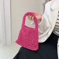 Beach Crochet Handbag for Women Girls Summer Straw Rope Hollow Out Hand Woven Totes Bag Women's