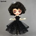 Black Princess Dress for Blythe Dolls New Year Evening Party Dress for BJD Blythe Dolls Off Shoulder