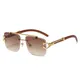 New Flat Top Double Bridges Square Metal frame Men's Sunglasses Fashion Gold Lion Decoration Sun