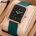 POSHI Luxury Ladies Bracelet Quartz Watch Women Watch Bracelet Set White Dial Simple Leather Luxury