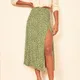 Fashion vintage skirt 2021 flower polka dot print high waist stretch split long A-line skirts for