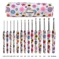 New 14Pcs Sunflower Crochet Hooks Kit Cashew Flower Aluminum Crochet Needles With Bag Ergonomic