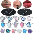 1PC G23 Titanium Push-in Labret Ear Tragus Helix Studs Nose Rings For Women Opal Zircon Lip Piercing