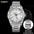 Sugess GMT Watch of Men Automatic NH34 Mechanical Wristwatches Dome Sapphire Crystal AR Coating
