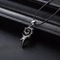 Rinhoo Men's Punk Dragon Flame Titanium Stainless Steel Cool Leather Chain Pendant Necklace Men's