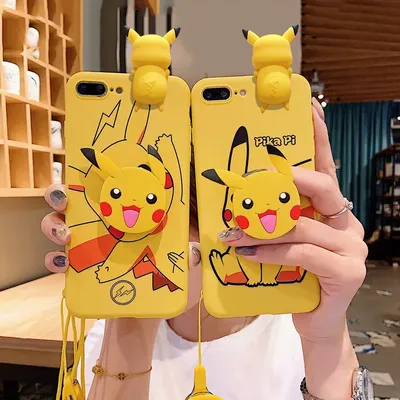 For iPhone 6 6s 7 8 X Xs Max XR 11 12 13 14 15 16 Pro Max SE Pokemon Pikachu Phone Case With Holder