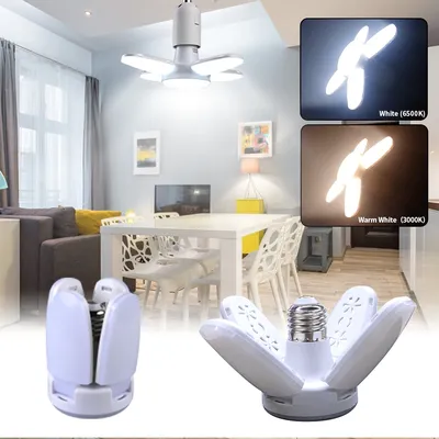 Fan Shape LED Bulb E27 LED Lamp Foldable 220V 110V 40 LEDs Light Bulbs For Home Ceiling Lamp Warehouse Garage Light Warm White