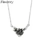 FOXANRY Silver Color Necklace for Women Trendy Elegant Vintage Make Old Design Rose Flower Thai