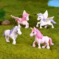 1Pc Unicorn Cake Topper Miniature Pegasus Rainbow Figure Girl Woman Angel Wings Birthday Wedding