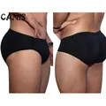 Plus Size S-3XL Sexy Black Briefs Men Padded Butt Briefs Booster Enhancer Flat Stomach Men's