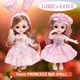 16cm Princess BJD 1/12 Doll with Clothes and Shoes Movable 13 Joints Cute Sweet Face Girl Gift Child